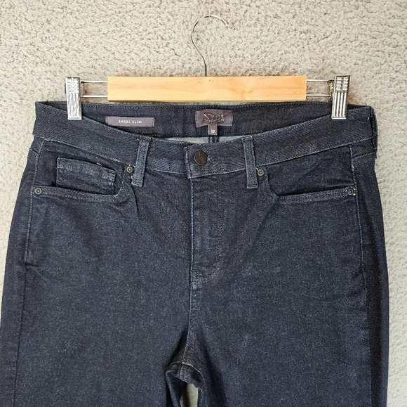 NYDJ Womens Sheri Slim Dark Blue with White Specks Denim Jeans sz 10 - Picture 2 of 11